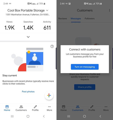 How to enable messaging on Google My Business app